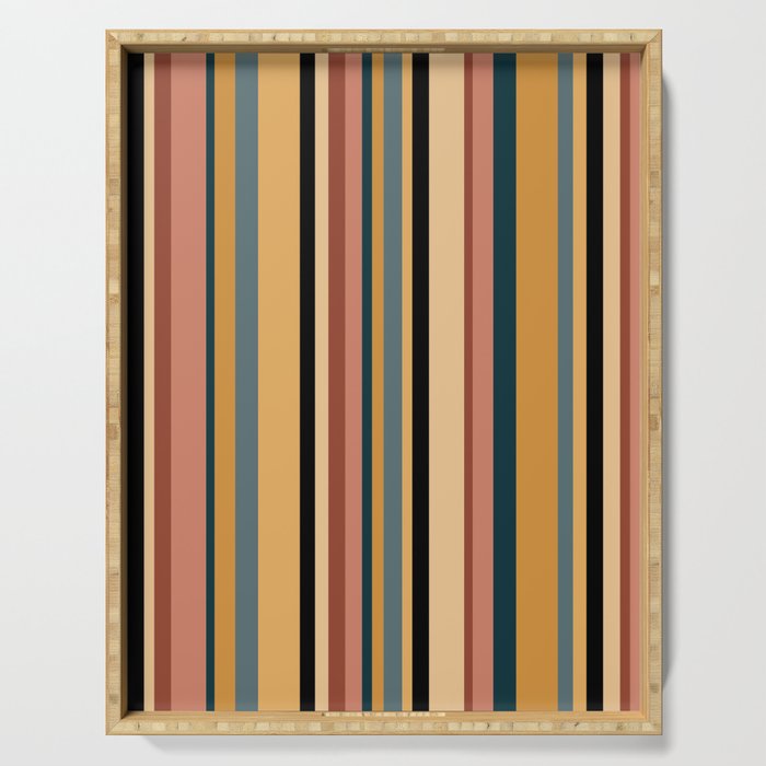 Classic Stripes X - Vintage Neutral Serving Tray Gallery Image 1