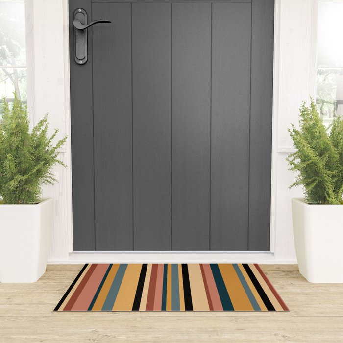 Classic Stripes X - Vintage Neutral Welcome Mat Gallery Image 3