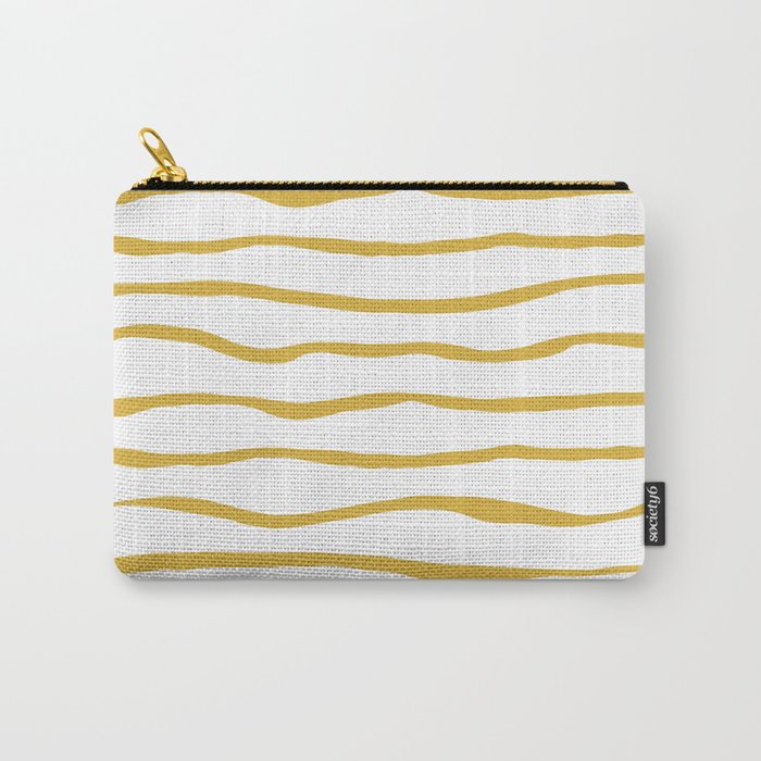 Organic Paper Stripes in Light Mustard and White Carry All Pouch Gallery Image 1