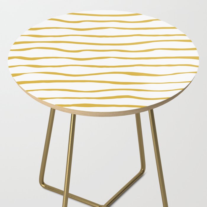 Organic Paper Stripes in Light Mustard and White Side Table Gallery Image 2