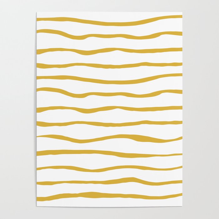 Organic Paper Stripes in Light Mustard and White Poster Gallery Image 4
