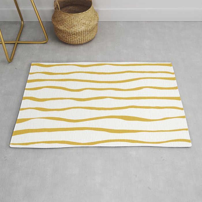Organic Paper Stripes in Light Mustard and White Rug Gallery Image 1