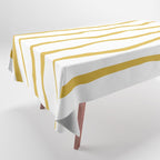 Organic Paper Stripes in Light Mustard and White Tablecloth Gallery Image 1