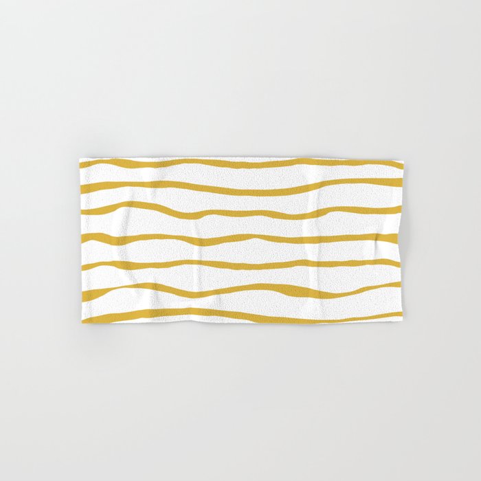 Organic Paper Stripes in Light Mustard and White Bath Towel Gallery Image 1