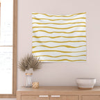 Organic Paper Stripes in Light Mustard and White Wall Tapestry Gallery Image 2