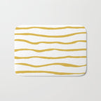 Organic Paper Stripes in Light Mustard and White Bath Mat Gallery Image 1
