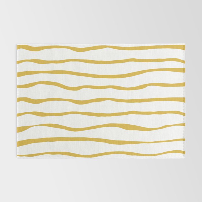 Organic Paper Stripes in Light Mustard and White Rug Gallery Image 2