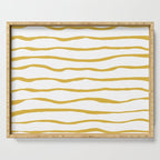 Organic Paper Stripes in Light Mustard and White Serving Tray Gallery Image 1