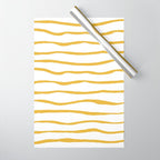Organic Paper Stripes in Light Mustard and White Wrapping Paper Gallery Image 1