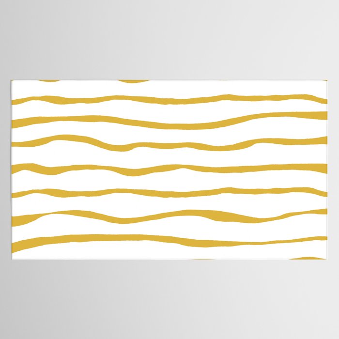 Organic Paper Stripes in Light Mustard and White Tablecloth Gallery Image 2