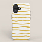 Organic Paper Stripes in Light Mustard and White iPhone Case Gallery Image 1