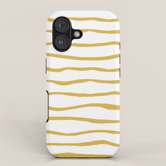 Organic Paper Stripes in Light Mustard and White iPhone Case Gallery Image 1