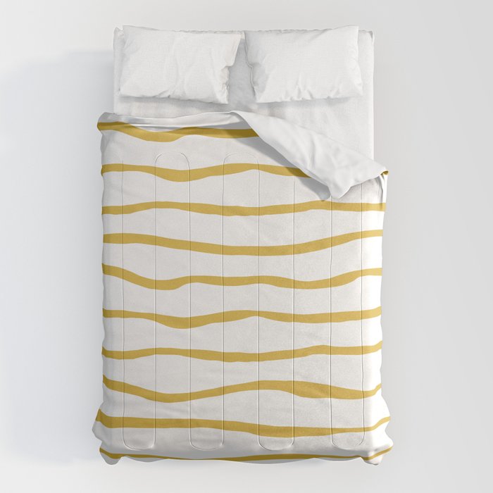 Organic Paper Stripes in Light Mustard and White Comforter Gallery Image 6