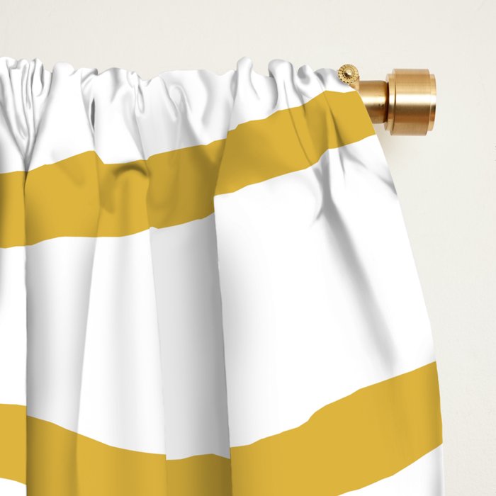 Organic Paper Stripes in Light Mustard and White Window Curtain Gallery Image 2