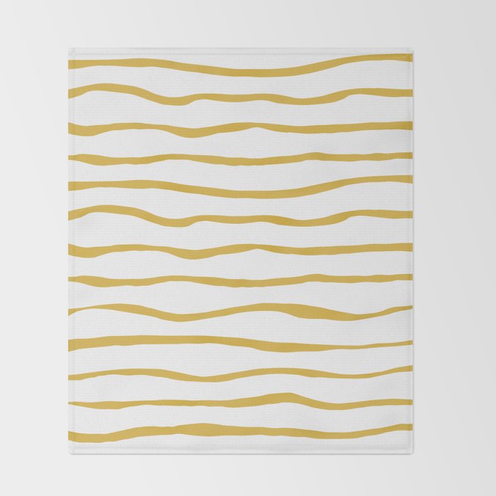 Organic Paper Stripes in Light Mustard and White Throw Blanket Gallery Image 2