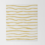 Organic Paper Stripes in Light Mustard and White Throw Blanket Gallery Image 2