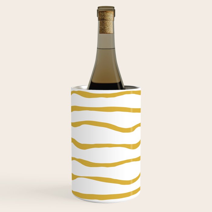 Organic Paper Stripes in Light Mustard and White Wine Chiller Gallery Image 2