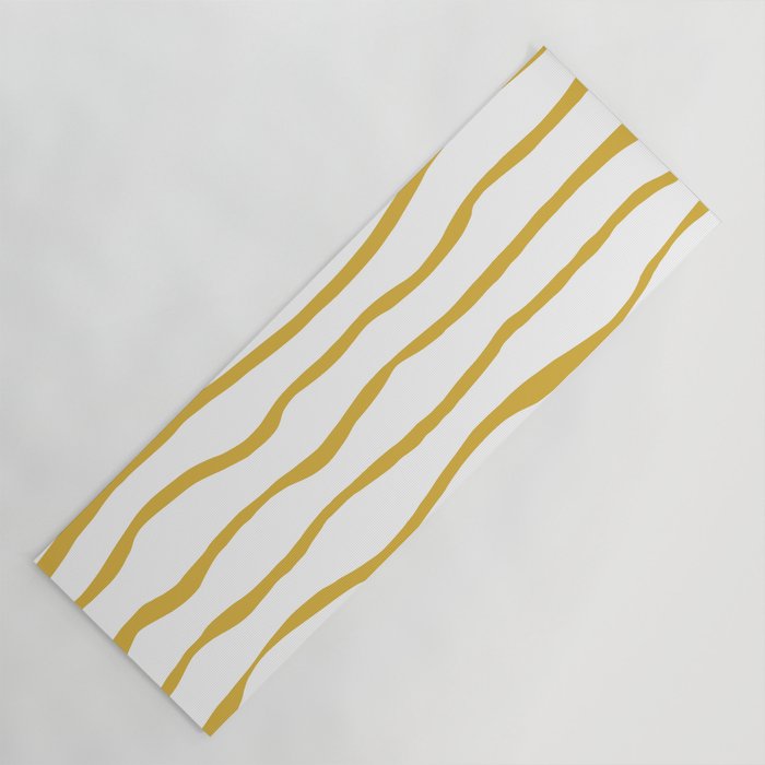 Organic Paper Stripes in Light Mustard and White Yoga Mat Gallery Image 1