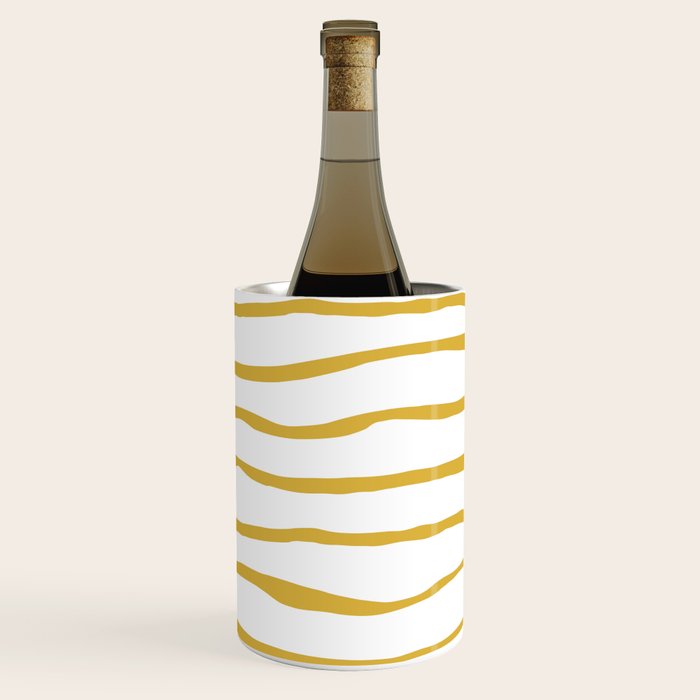 Organic Paper Stripes in Light Mustard and White Wine Chiller Gallery Image 3