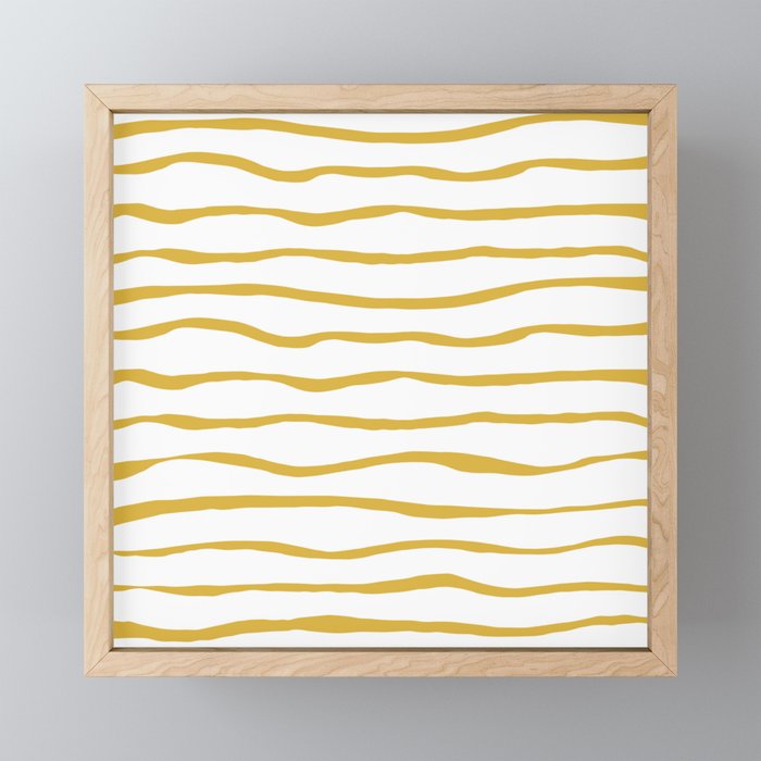 Organic Paper Stripes in Light Mustard and White Mini Art Print Gallery Image 1