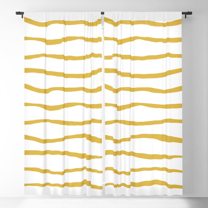 Organic Paper Stripes in Light Mustard and White Window Curtain Gallery Image 1