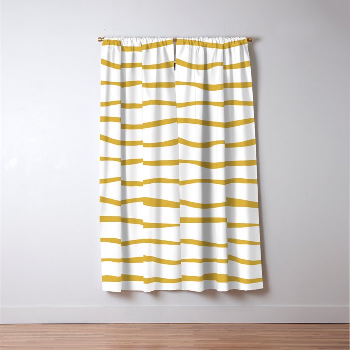 Organic Paper Stripes in Light Mustard and White Window Curtain Gallery Image 3