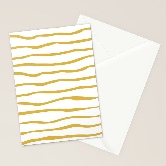 Organic Paper Stripes in Light Mustard and White Stationery Card Gallery Image 2