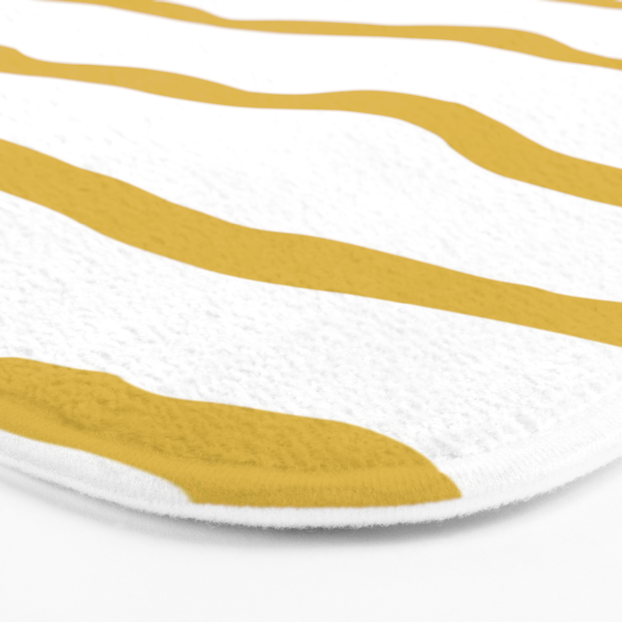 Organic Paper Stripes in Light Mustard and White Bath Mat Gallery Image 3