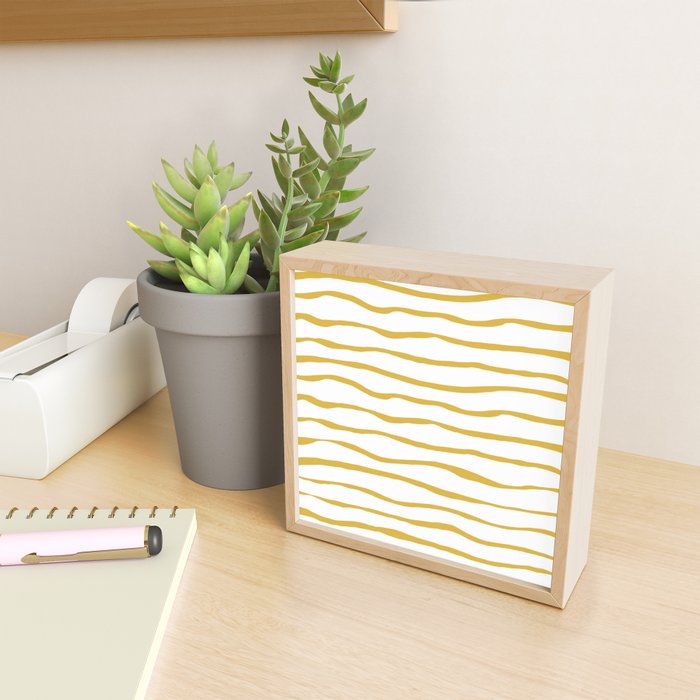 Organic Paper Stripes in Light Mustard and White Mini Art Print Gallery Image 2