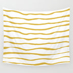Organic Paper Stripes in Light Mustard and White Wall Tapestry Gallery Image 4
