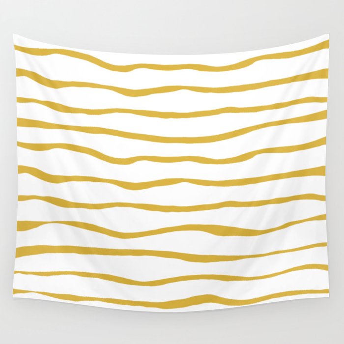 Organic Paper Stripes in Light Mustard and White Wall Tapestry Gallery Image 4