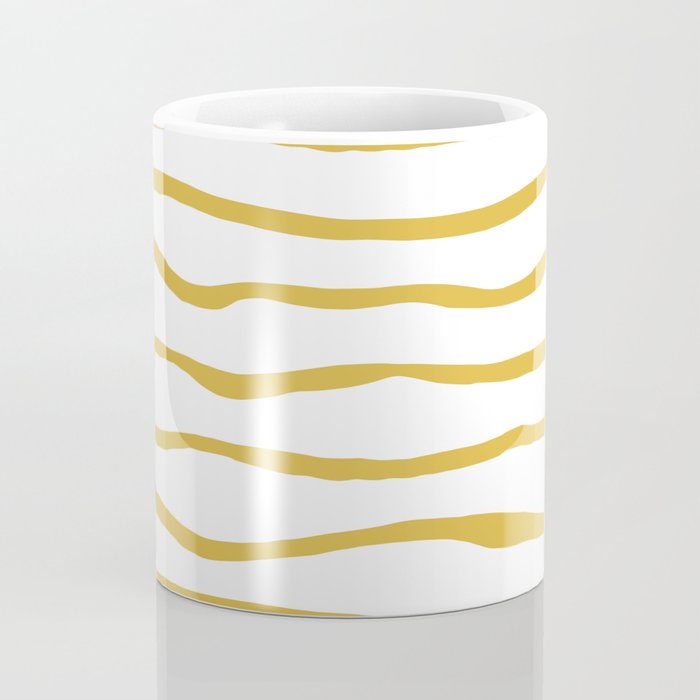 Organic Paper Stripes in Light Mustard and White Coffee Mug Gallery Image 4