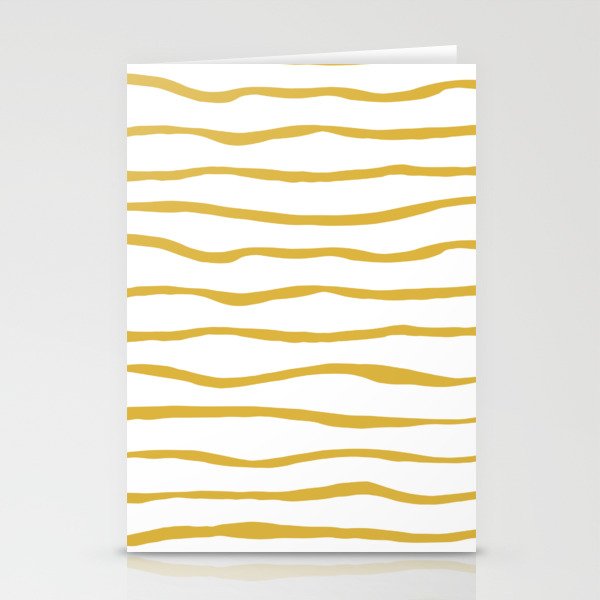 Organic Paper Stripes in Light Mustard and White Stationery Card Gallery Image 1