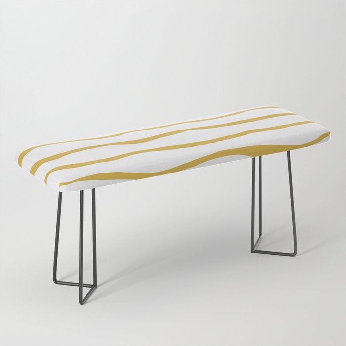 Organic Paper Stripes in Light Mustard and White Bench Gallery Image 1