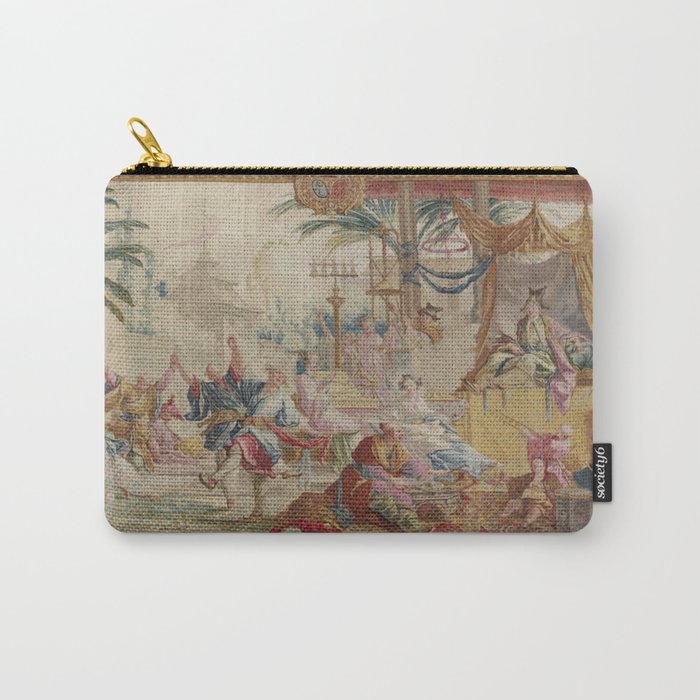Antique 18th Century Chinoiserie Dance French Tapestry by Francois Boucher Carry All Pouch Gallery Image 1
