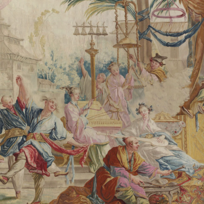 Antique 18th Century Chinoiserie Dance French Tapestry by Francois Boucher Coffee Mug Gallery Image 2