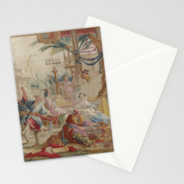 Antique 18th Century Chinoiserie Dance French Tapestry by Francois Boucher Stationery Card Gallery Image 2