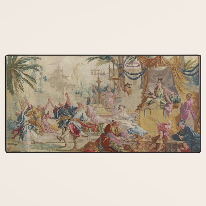Antique 18th Century Chinoiserie Dance French Tapestry by Francois Boucher Desk Mat Gallery Image 3