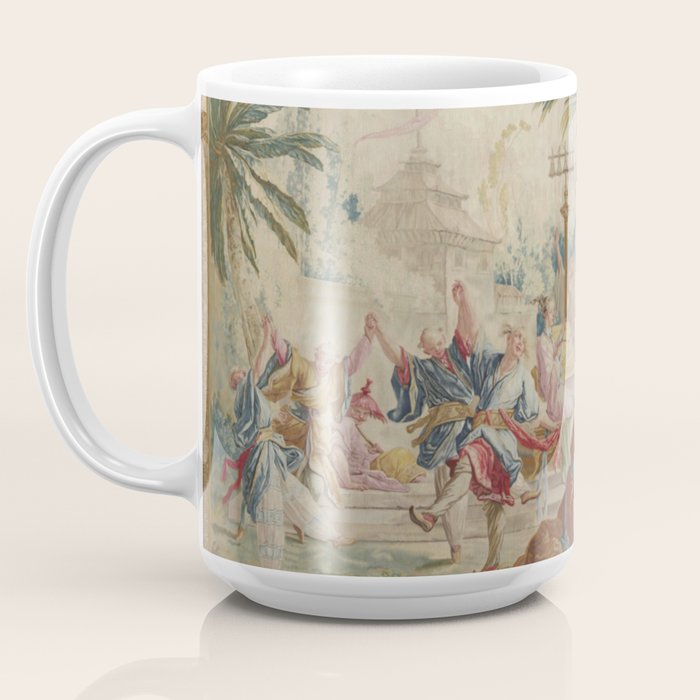 Antique 18th Century Chinoiserie Dance French Tapestry by Francois Boucher Coffee Mug Gallery Image 3