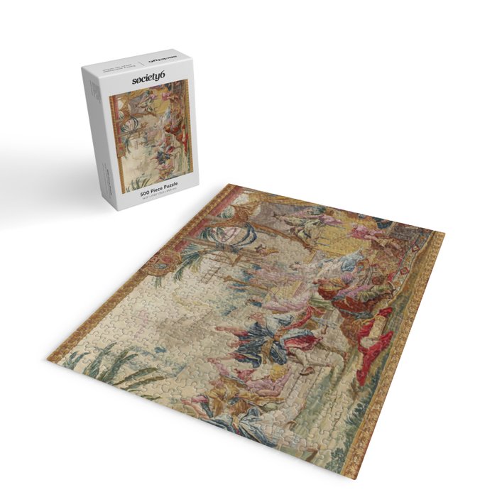 Antique 18th Century Chinoiserie Dance French Tapestry by Francois Boucher Jigsaw Puzzle Gallery Image 2