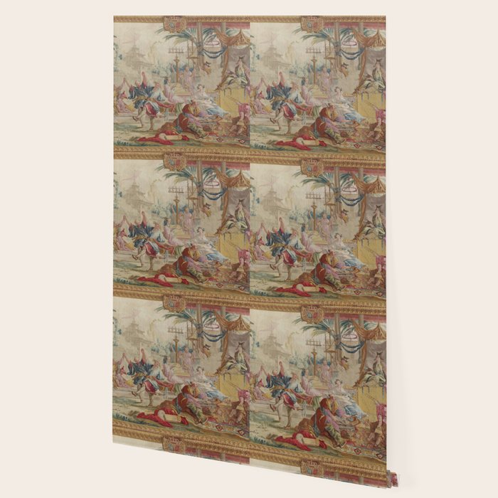 Antique 18th Century Chinoiserie Dance French Tapestry by Francois Boucher Wallpaper Gallery Image 2