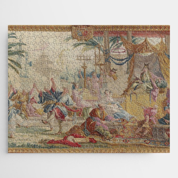 Antique 18th Century Chinoiserie Dance French Tapestry by Francois Boucher Jigsaw Puzzle Gallery Image 1