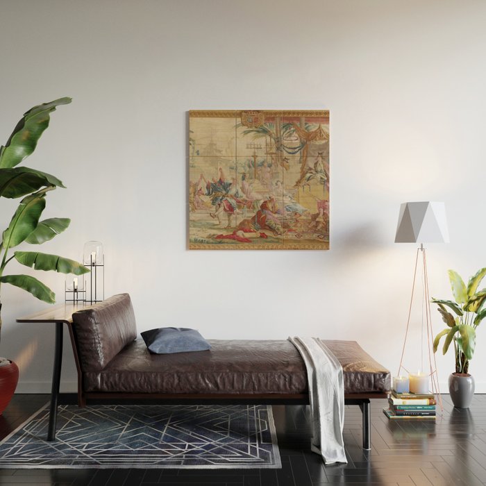 Antique 18th Century Chinoiserie Dance French Tapestry by Francois Boucher Wood Wall Art Gallery Image 2