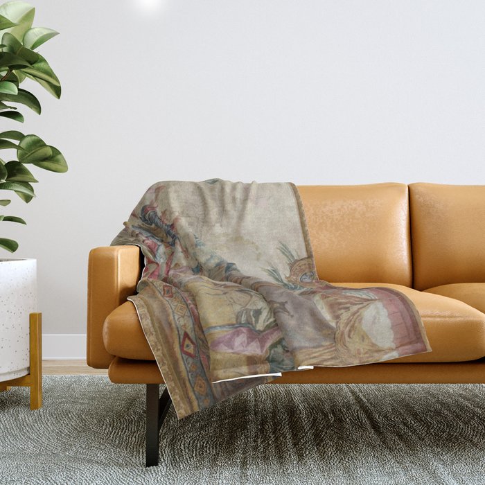 Antique 18th Century Chinoiserie Dance French Tapestry by Francois Boucher Throw Blanket Gallery Image 1
