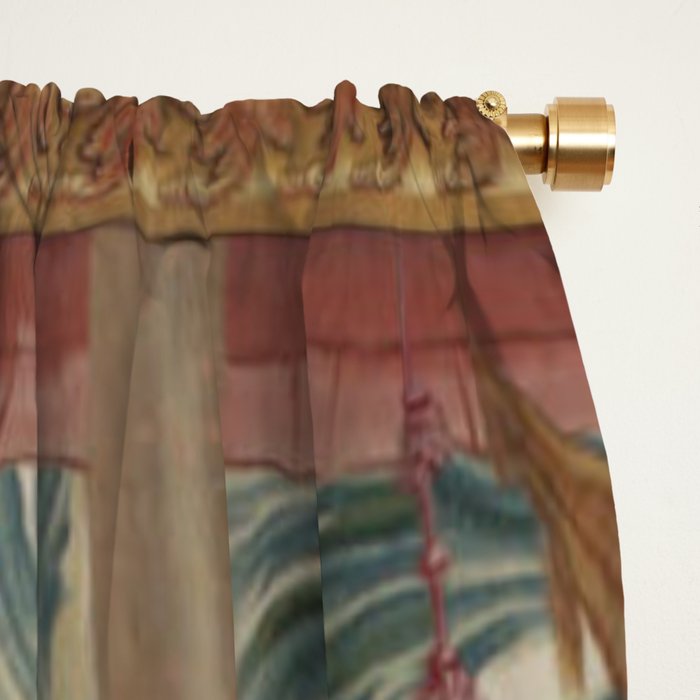 Antique 18th Century Chinoiserie Dance French Tapestry by Francois Boucher Window Curtain Gallery Image 2