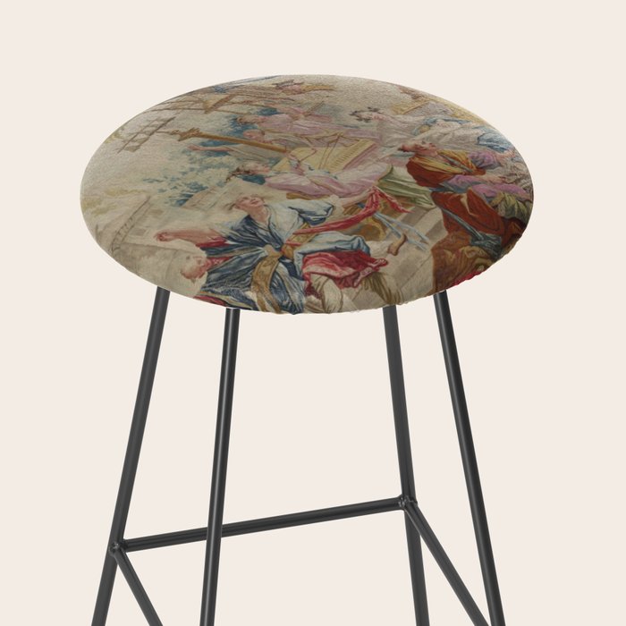 Antique 18th Century Chinoiserie Dance French Tapestry by Francois Boucher Stool Gallery Image 2