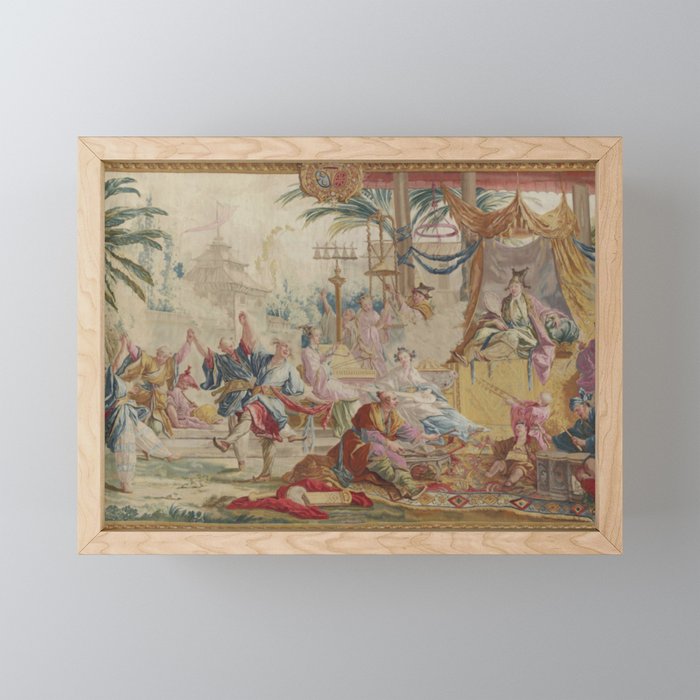 Antique 18th Century Chinoiserie Dance French Tapestry by Francois Boucher Mini Art Print Gallery Image 1