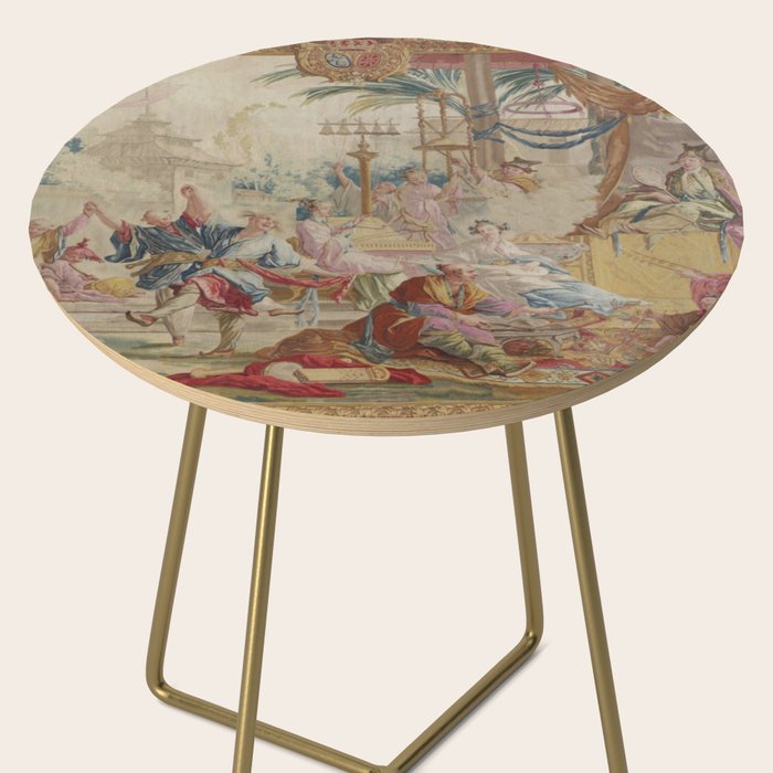 Antique 18th Century Chinoiserie Dance French Tapestry by Francois Boucher Side Table Gallery Image 2