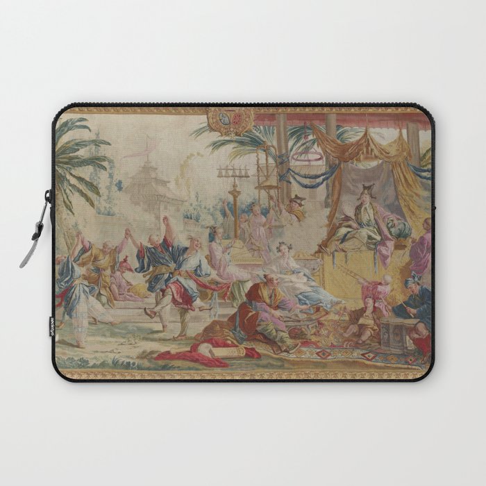 Antique 18th Century Chinoiserie Dance French Tapestry by Francois Boucher Laptop Sleeve Gallery Image 1