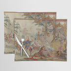 Antique 18th Century Chinoiserie Dance French Tapestry by Francois Boucher Placemat Gallery Image 1